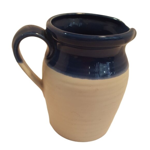 Blue white pottery stonewear pitcher 7 inches milk jug stoneware - Picture 4 of 8